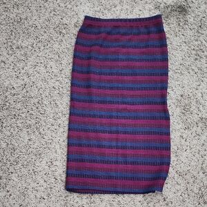 Time and Tru Purple and Blue Striped Pencil Skirt